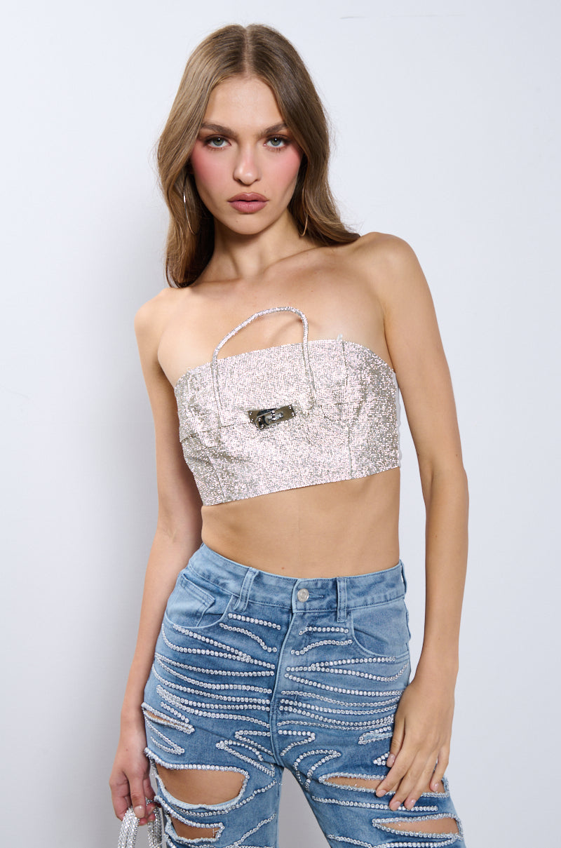 YOU KNOW THE DRILL RHINESTONE TOP