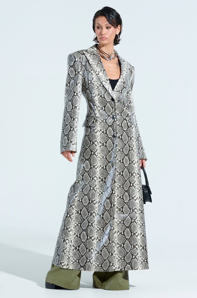 INCOGNITO SNAKE PRINT TRENCH IN IVORY