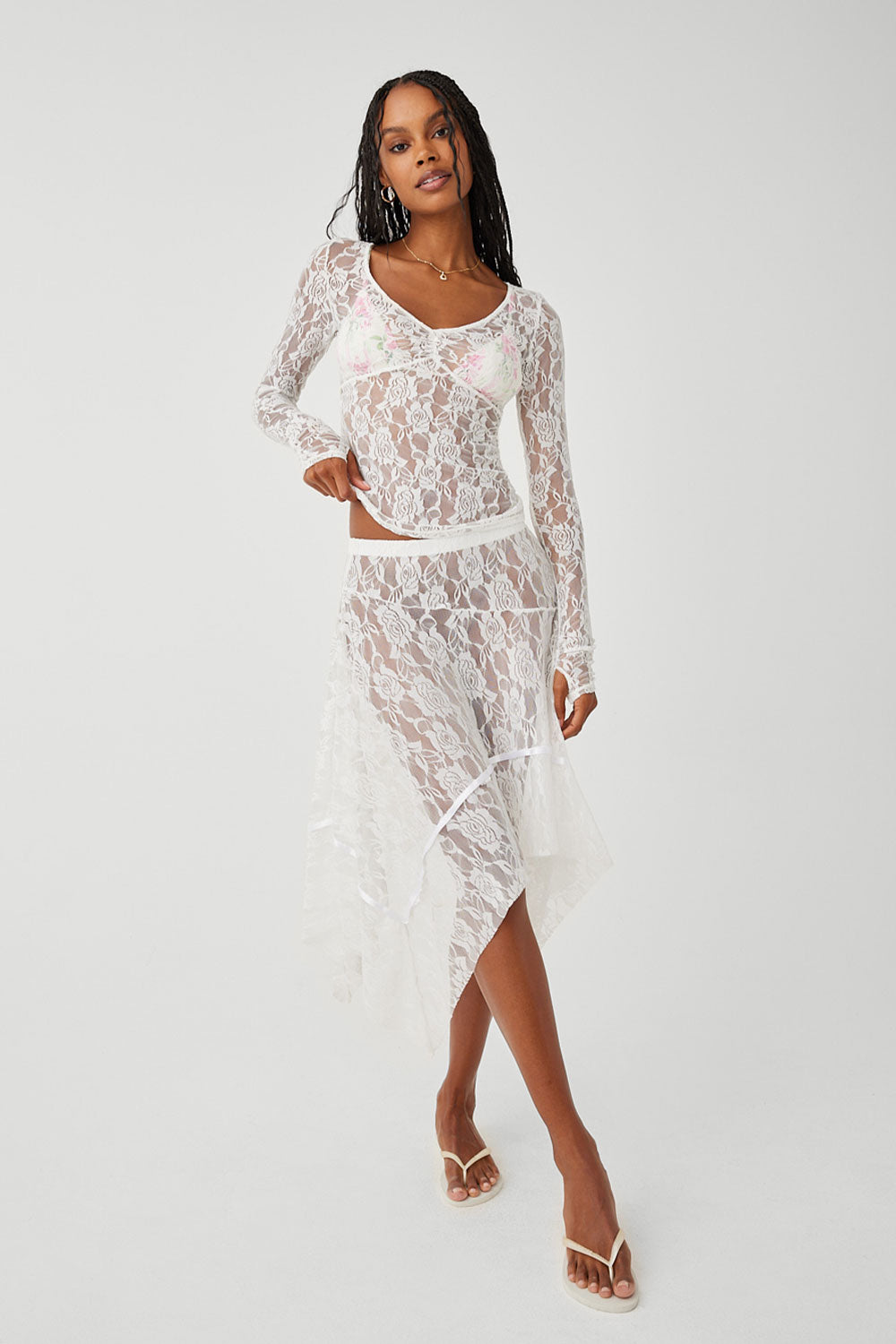 Day Lace Midi Skirt - White