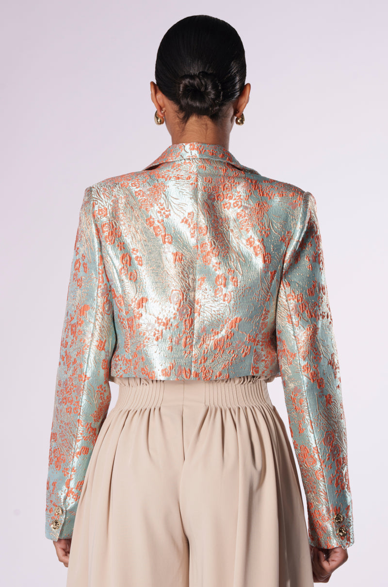 CELIA CROPPED BROCADE BLAZER