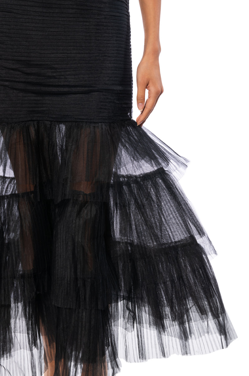 AT THE GALA FLOUNCED TULLE MAXI SKIRT