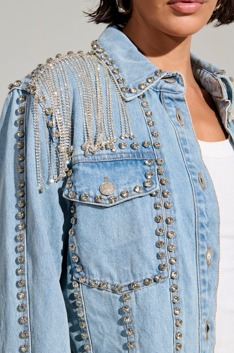 CARLIS DISTRICT COWGIRLS BLING DENIM JACKET