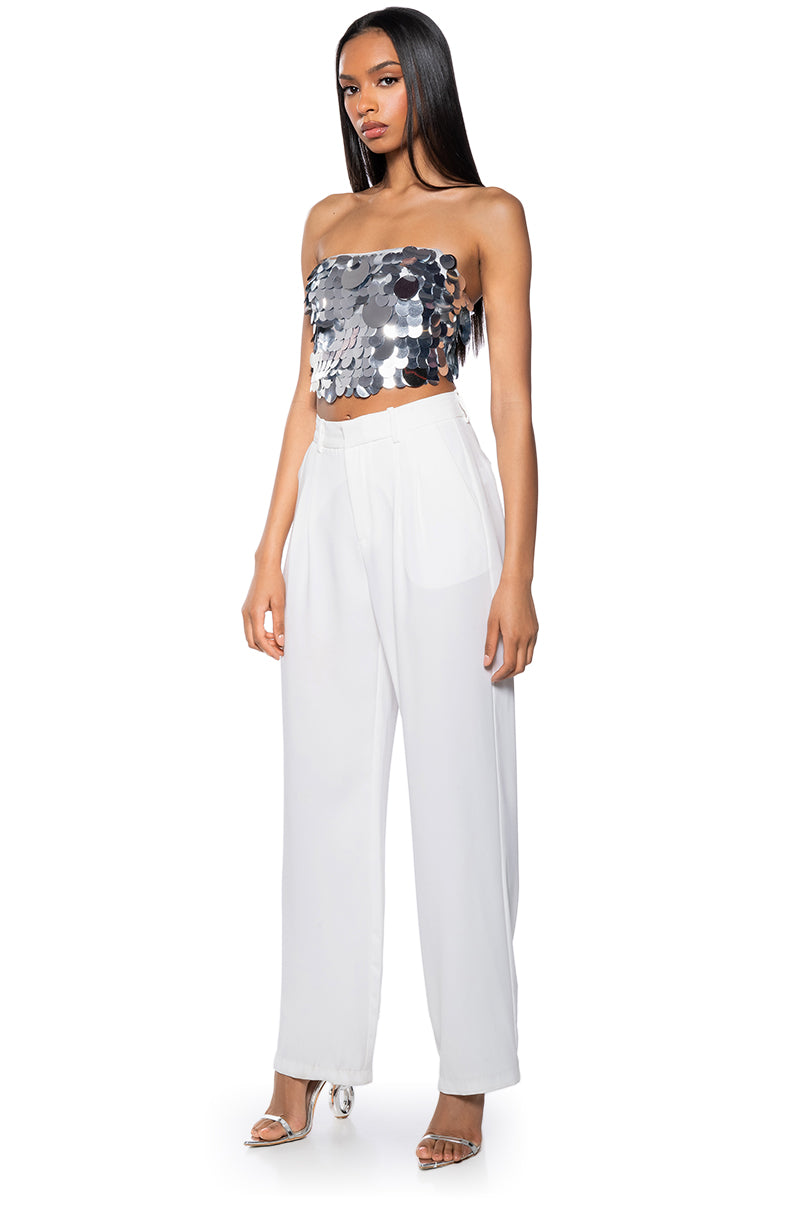 SEQUIN STRAPPY CROPPED TOP