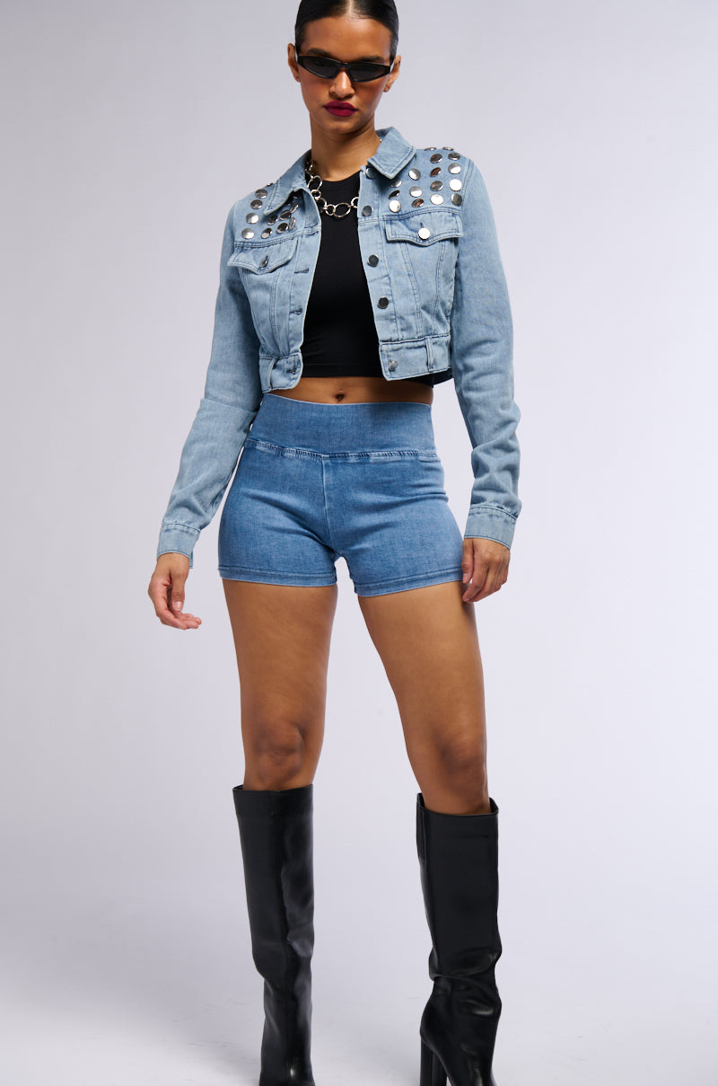 FLEX FIT DENIM BIKER SHORT