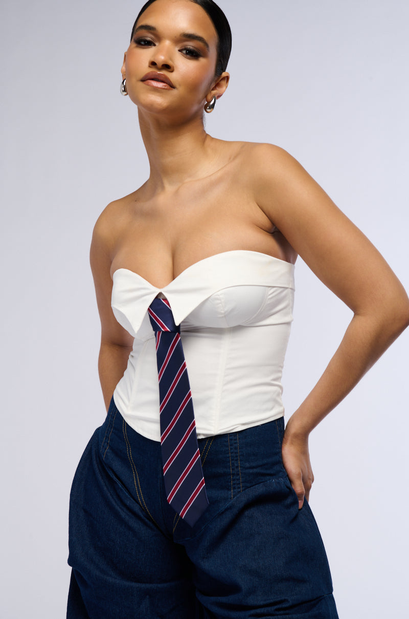 MEET THE BOSS POPLIN CORSET TOP