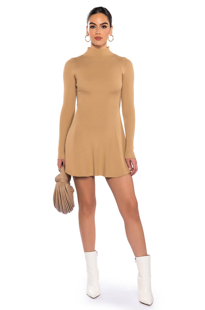 JACIE MOCK COLLAR KNIT MINI DRESS