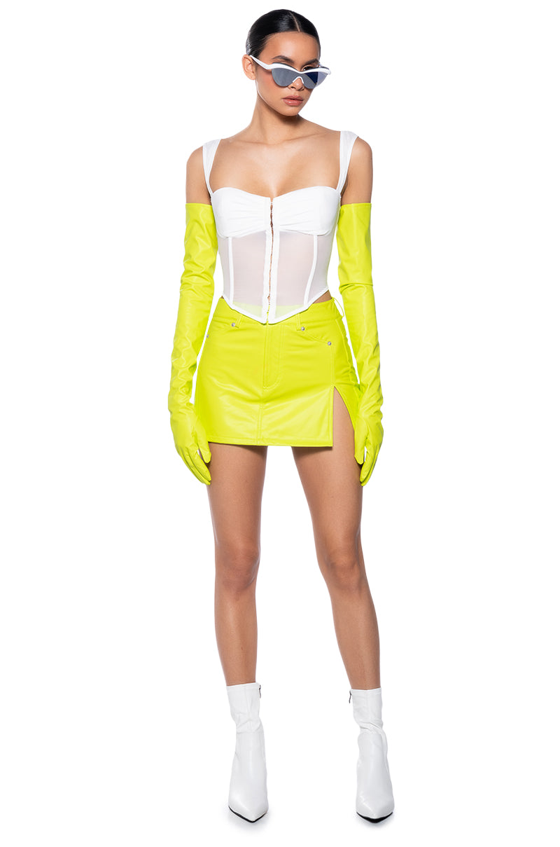 HEAVEN SENT MESH CAP SLEEVE CORSET TOP