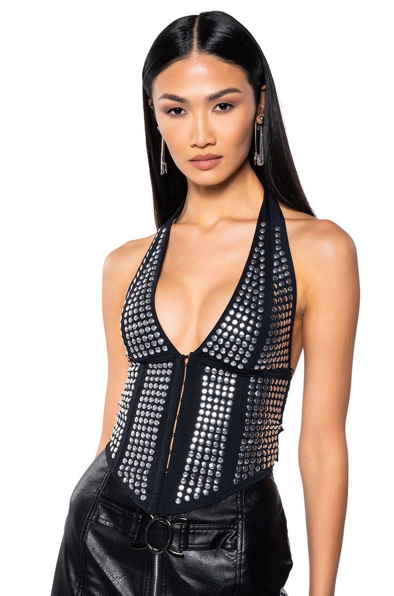 MY ELEMENT STUDDED HALTER TOP