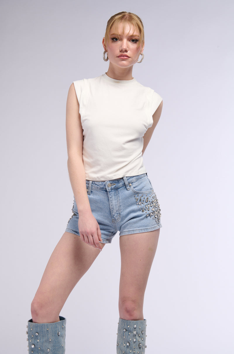 KARA EMBELLISHED DENIM SHORT