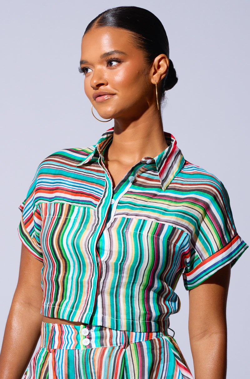 MIXED EMOTIONS STRIPE BUTTON DOWN BLOUSE