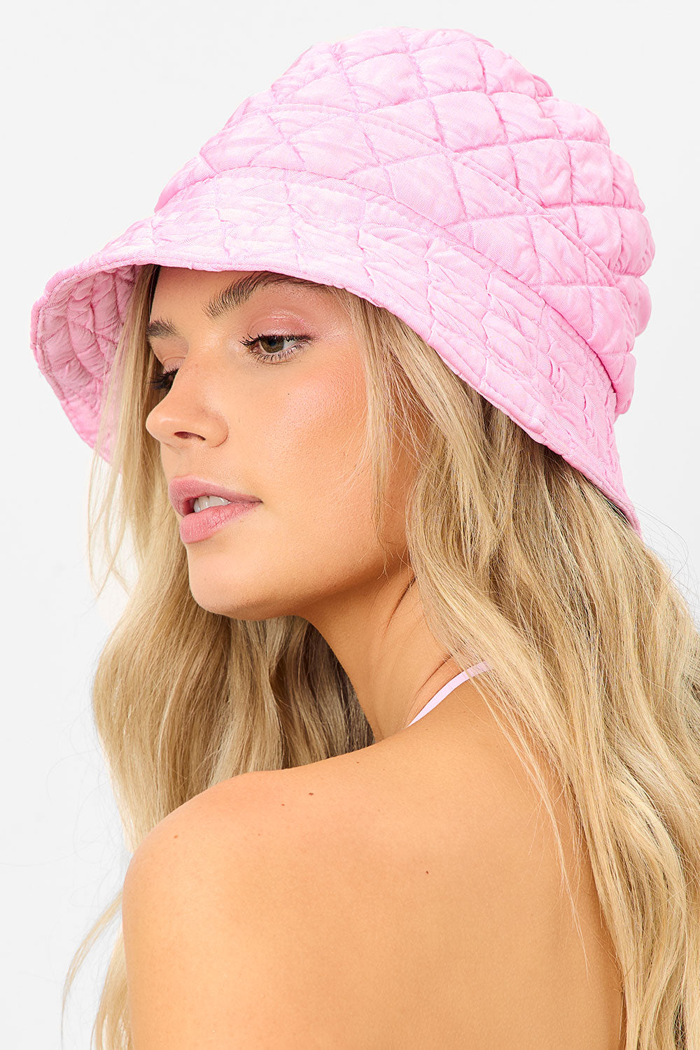 Jax Quilted Bucket Hat - Baby Pink