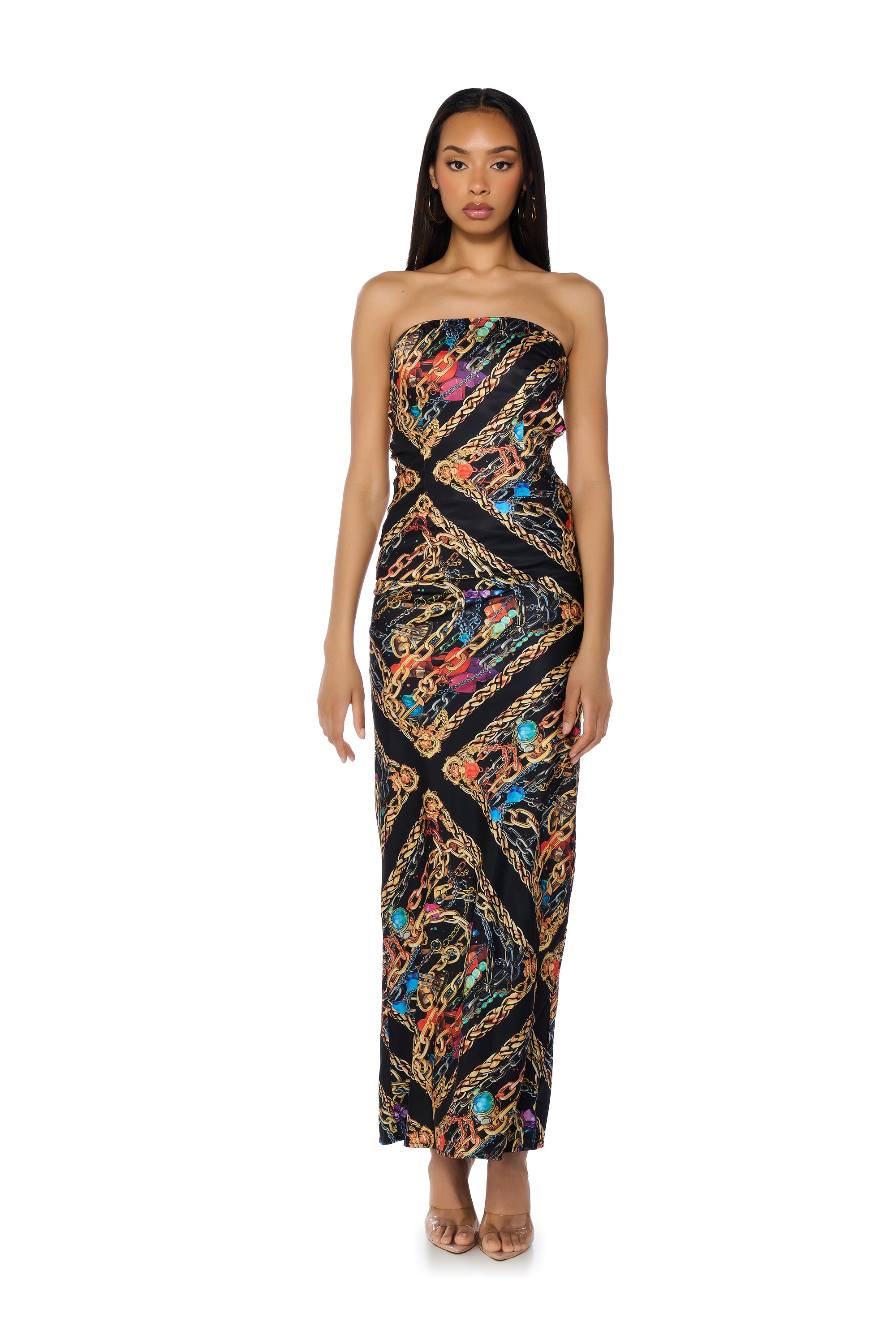 CHAINMAIL SATIN MAXI DRESS