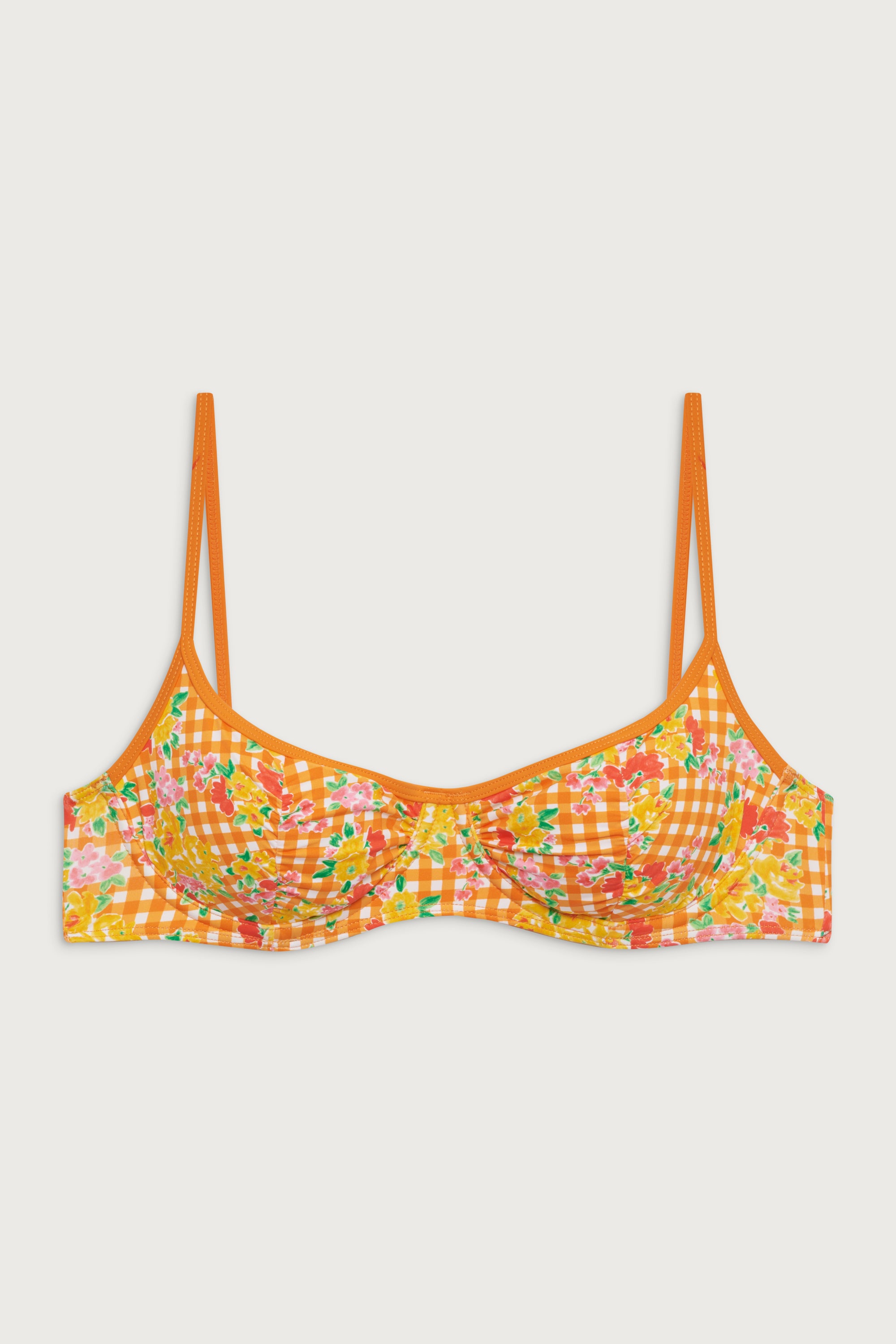 Dean Floral Underwire Bikini Top - Marigold Gingham