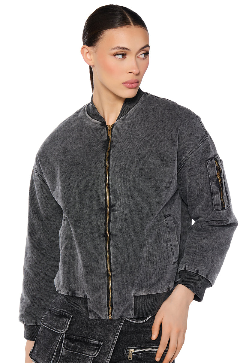 WORK HARD WASHED BOMBER JACKET