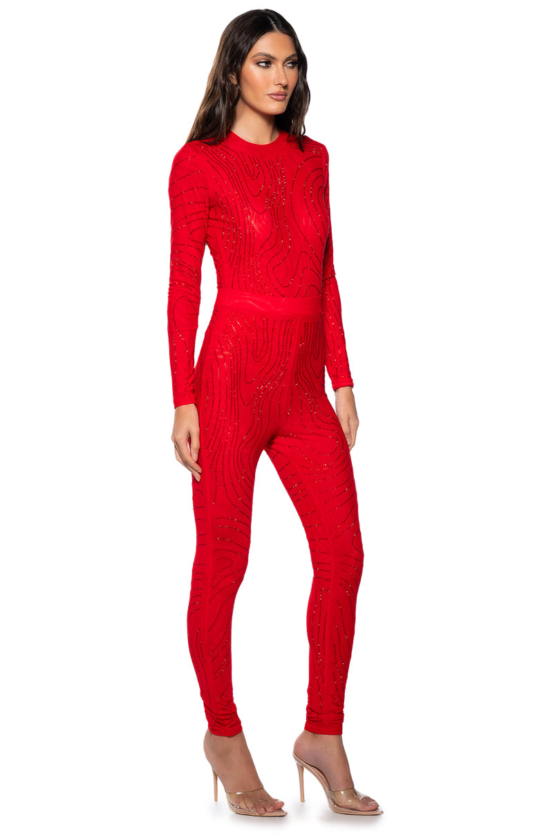 SASHA EMBELLISHED MESH LONG SLEEVE BODYSUIT