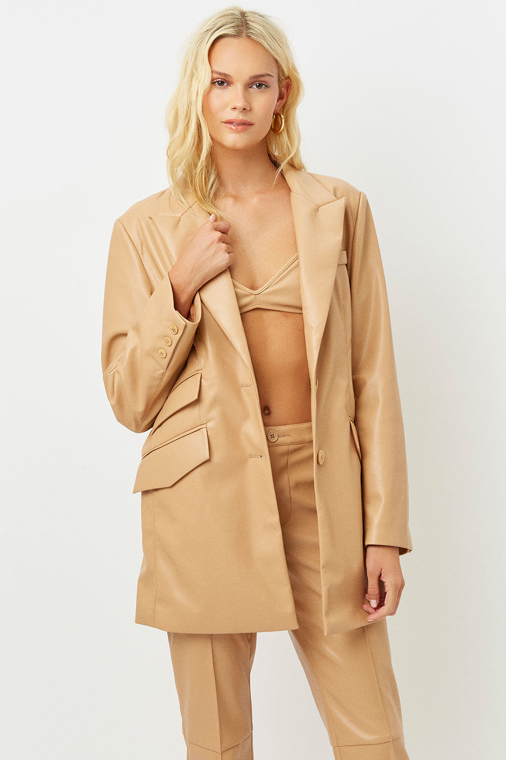 Diana Vegan Leather Blazer - Earth