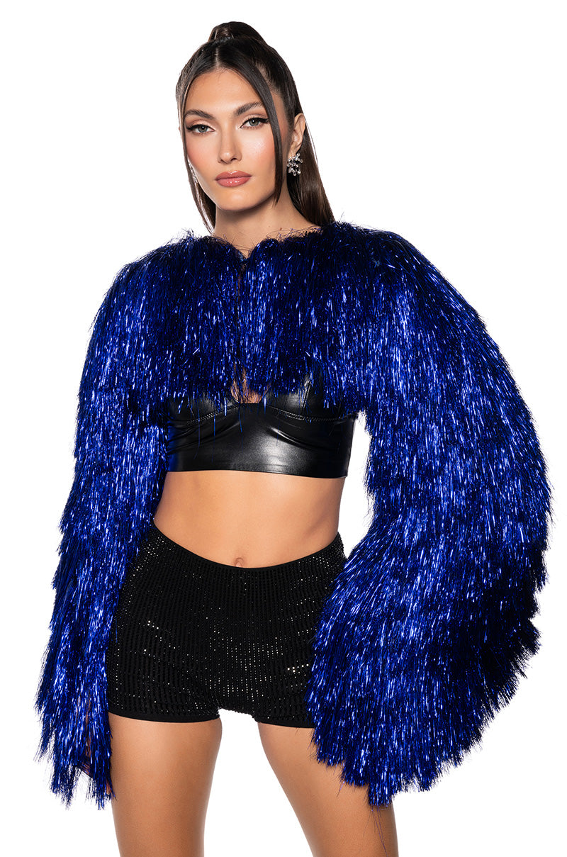 THAT FANCY TINSEL BOLERO IN MIDNIGHT