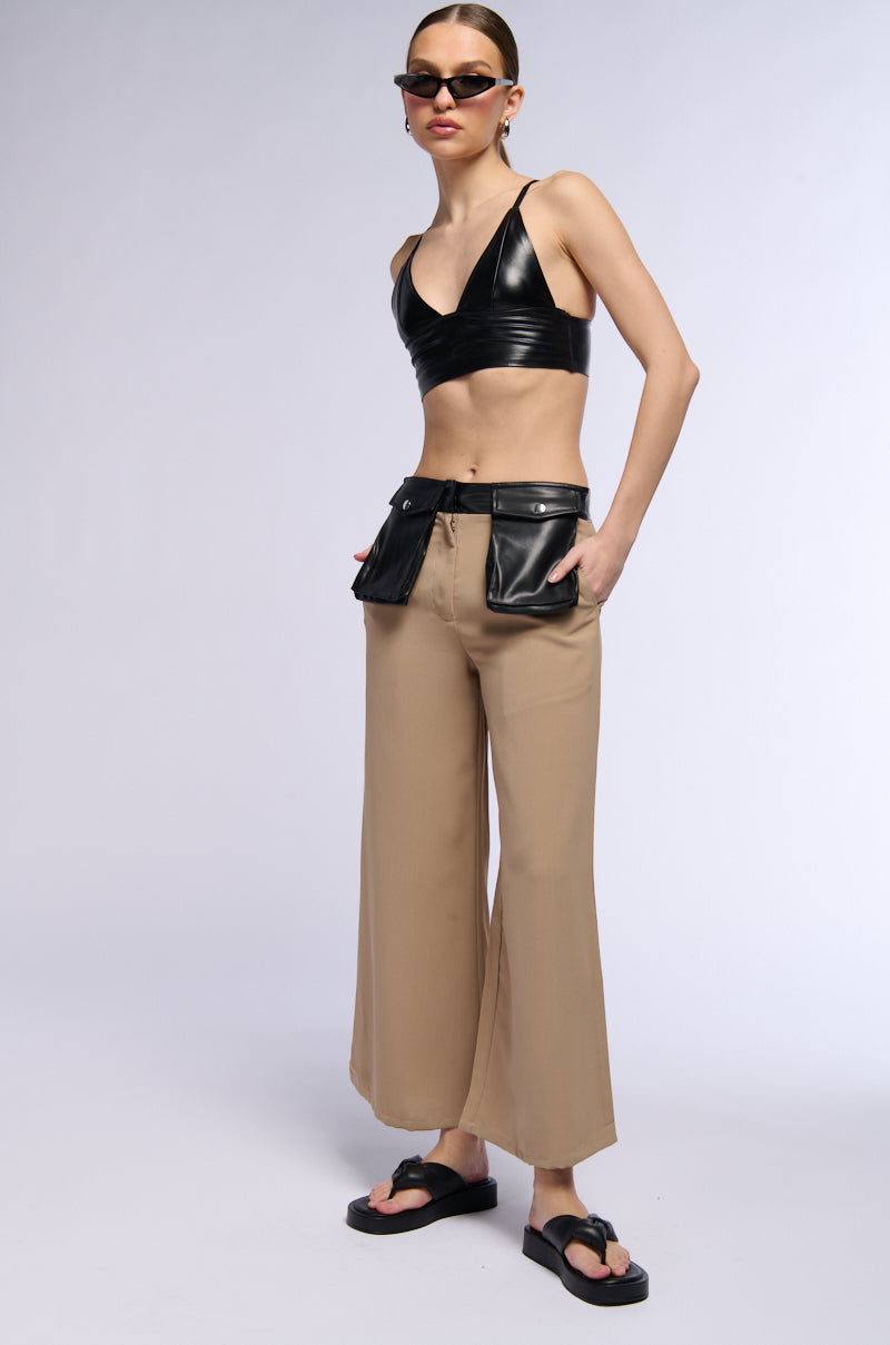 COURTNEY CONTRAST PU POCKET TROUSERS