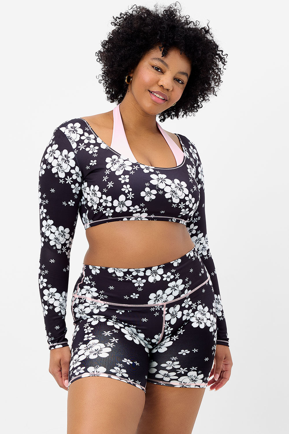 Speedy Long Sleeve Floral Crop Top - Plush Plumeria