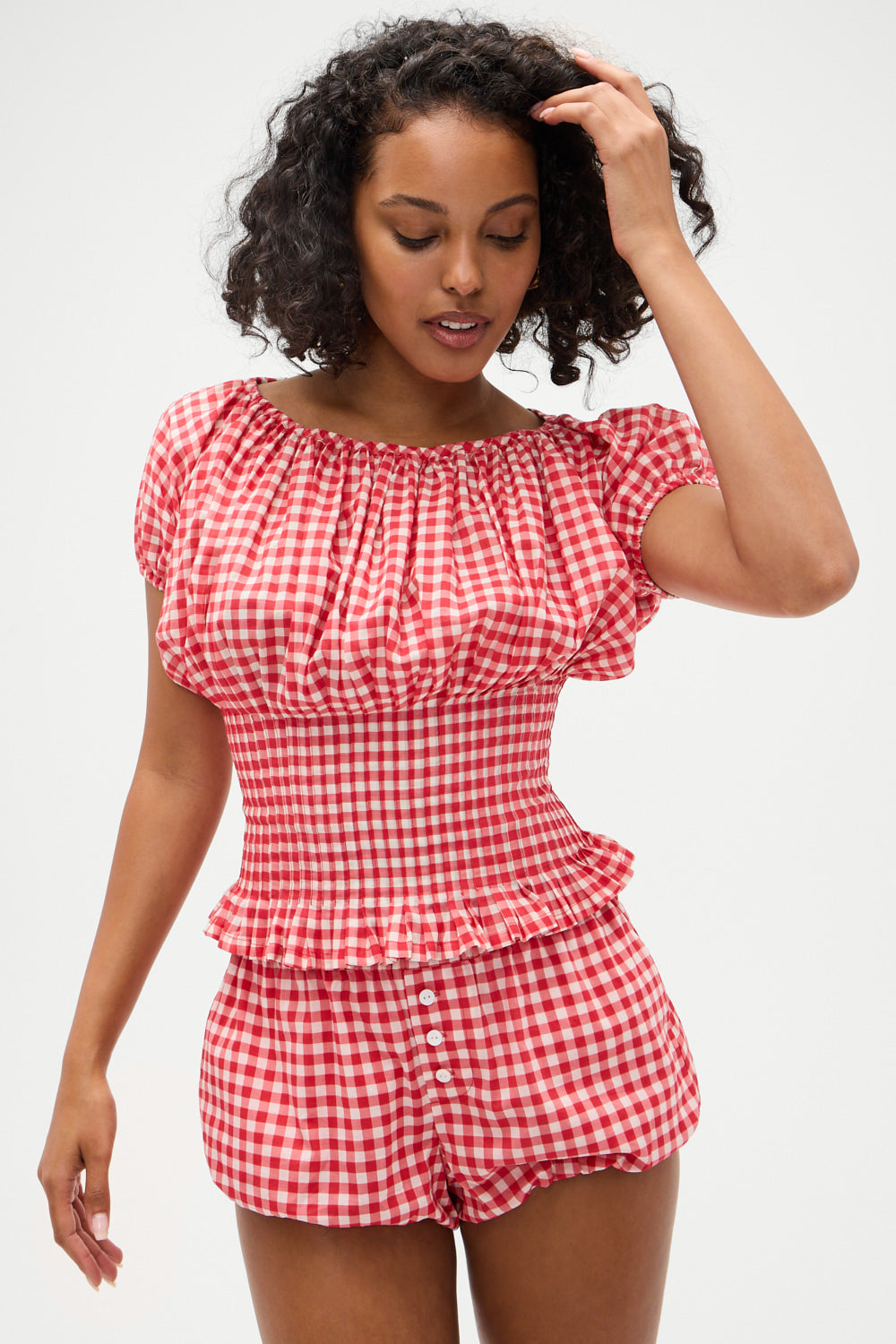 Cider Gingham Blouse  - Cherry Gingham