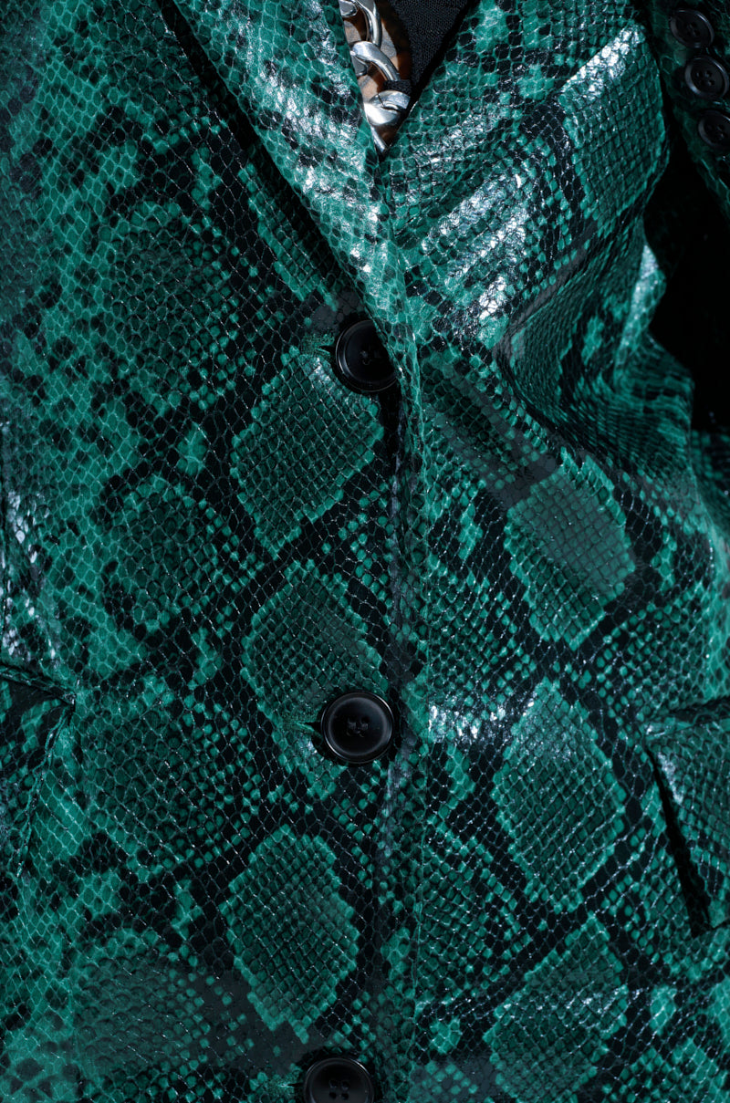 INCOGNITO SNAKE PRINT TRENCH IN GREEN