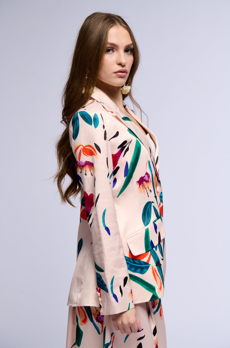 CANDY RAIN SATIN LONGLINE BLAZER