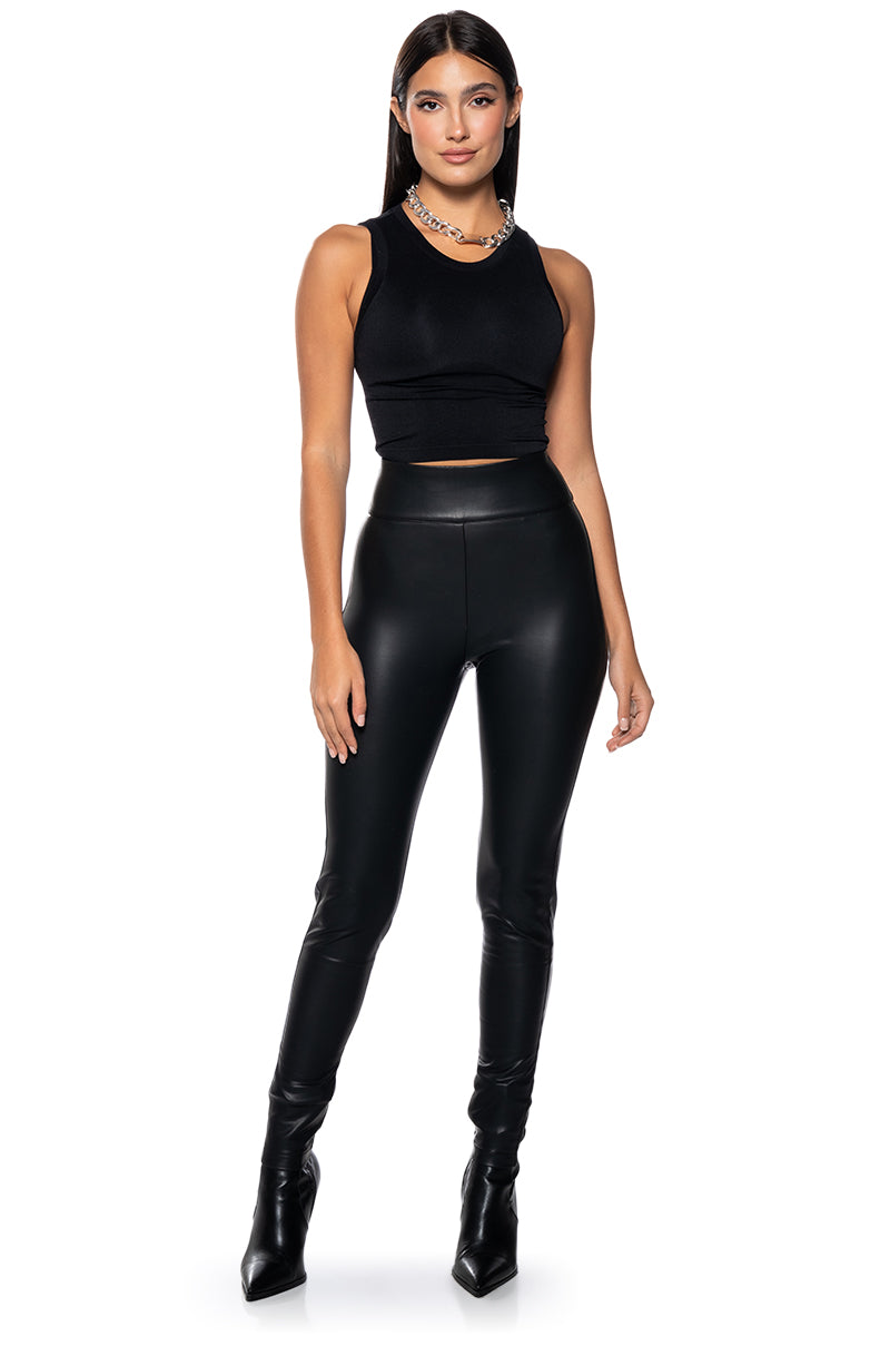 SECOND SKIN ZIP BACK FAUX LEATHER LEGGING