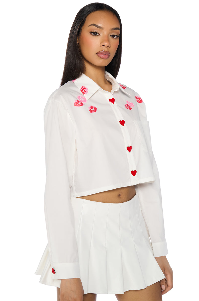 POP KISS BUTTON DOWN SHIRT