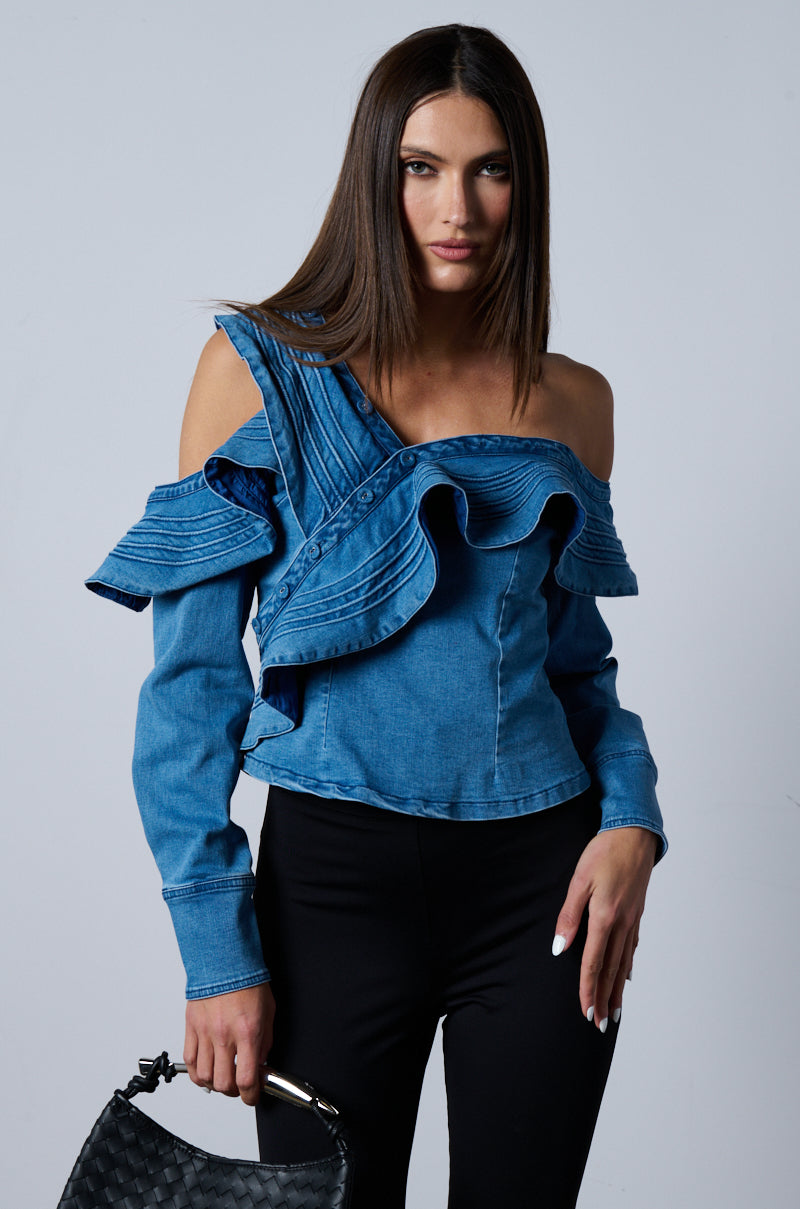 PRETTY GIRL PROBLEMS DENIM BLOUSE