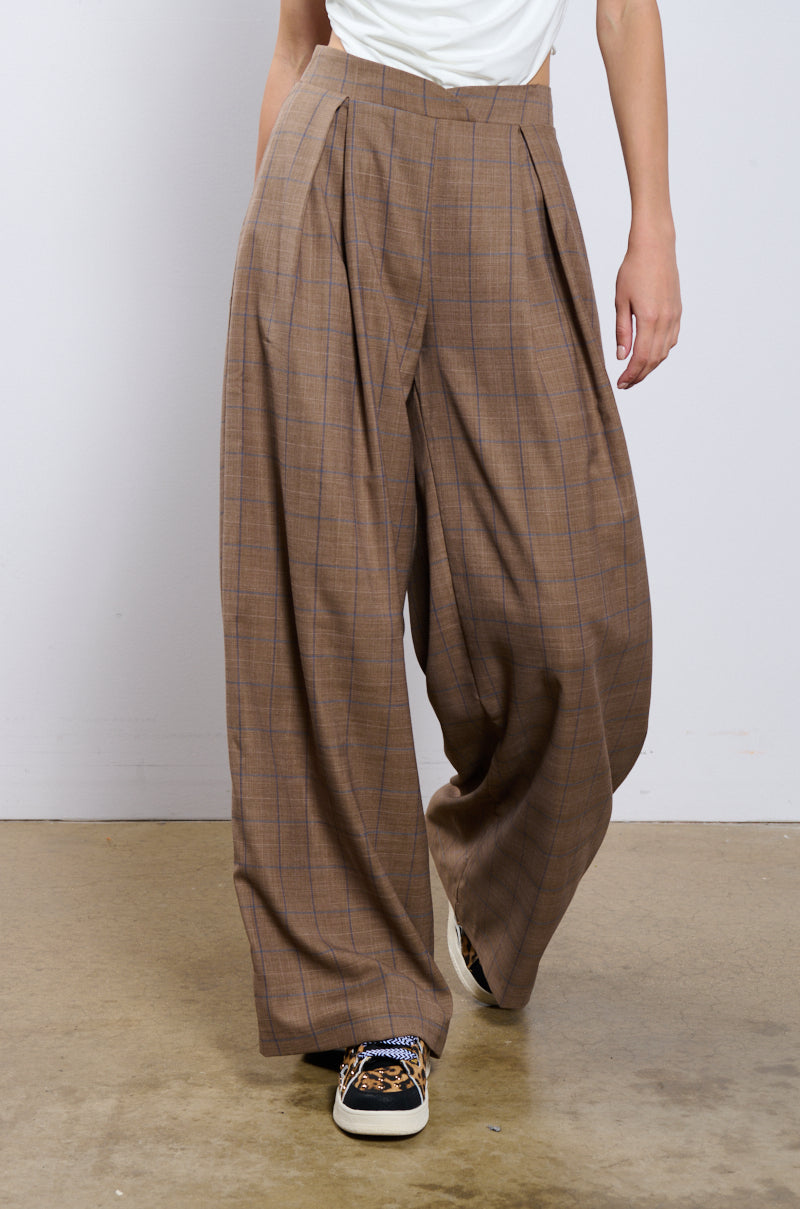 REPORTING TO BUSINESS PLAID TROUSER