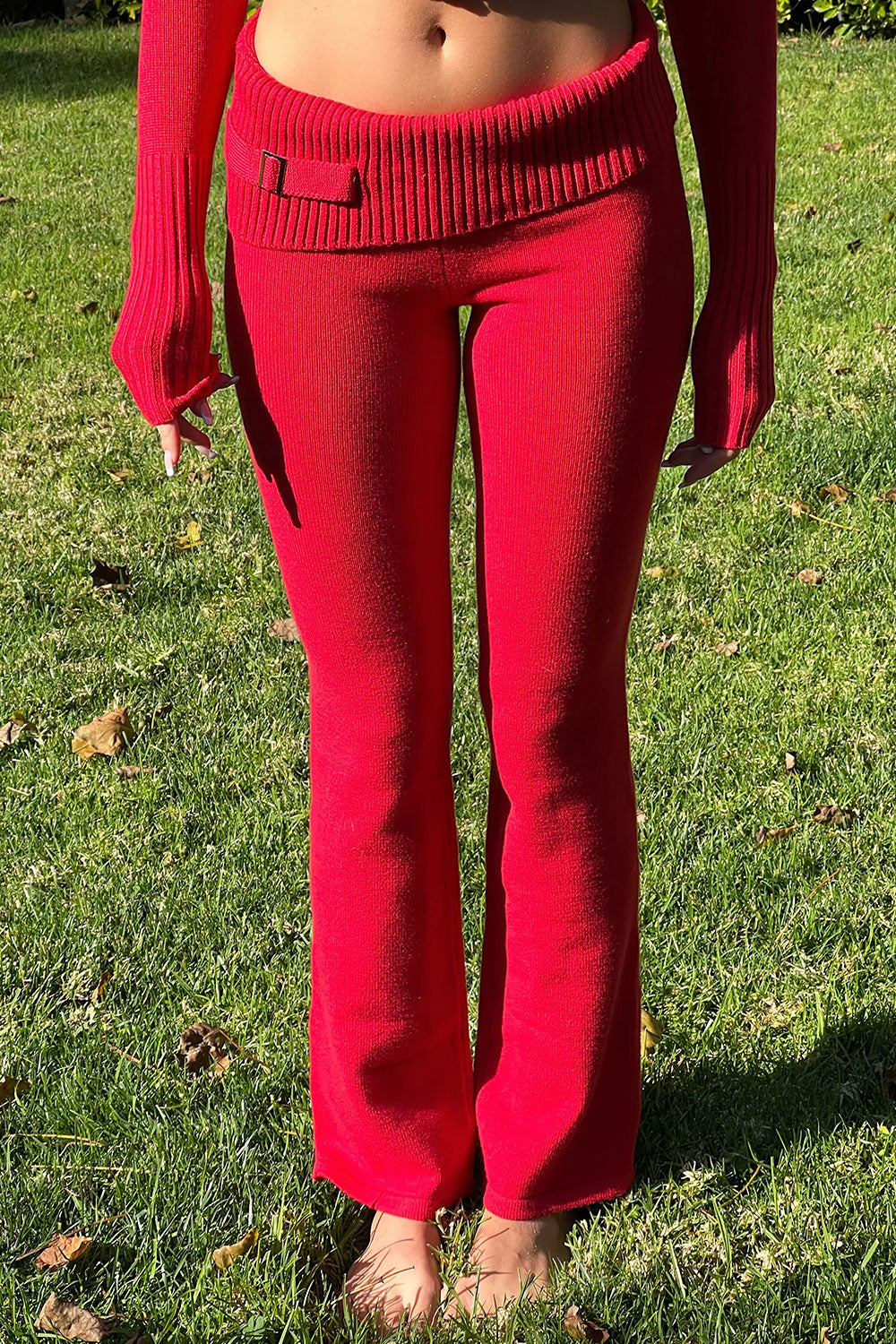 Fleur Cloud Knit Low Rise Pant - Love Bug Red