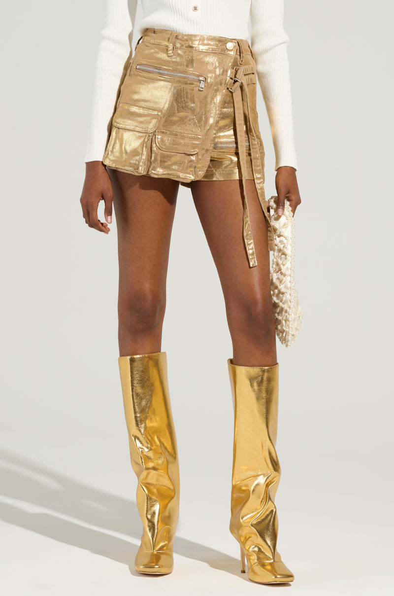 RUNAWAY METALLIC DENIM SHORTS