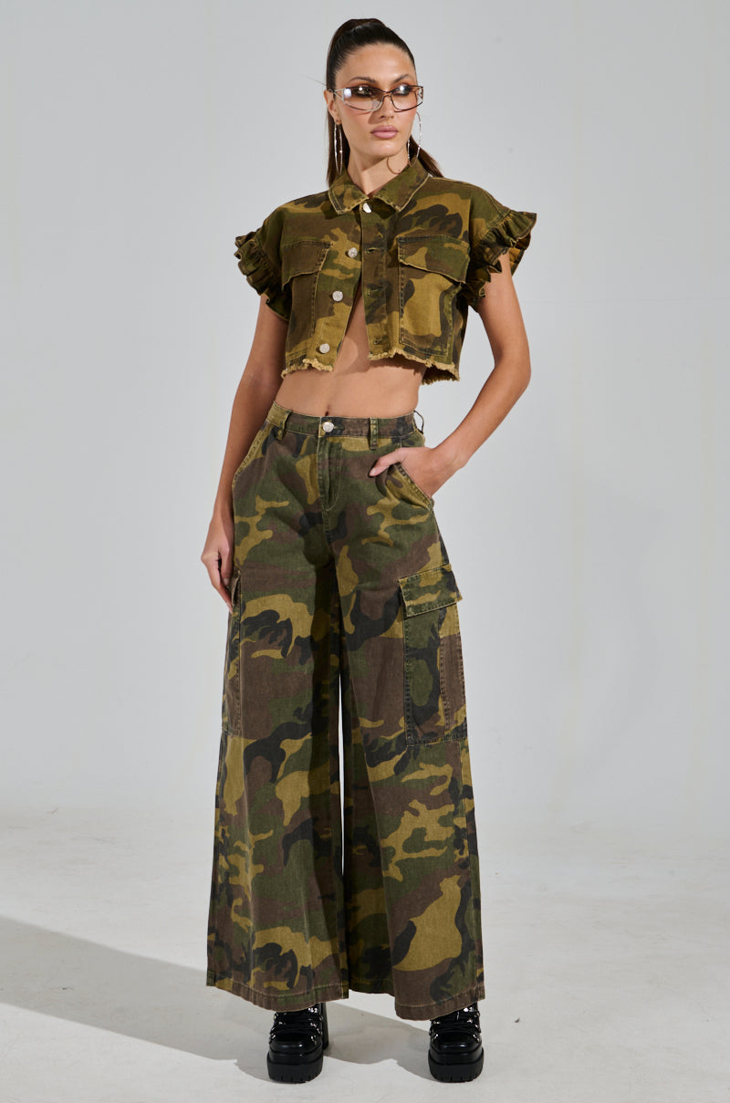 RIDE WITH ME CAMO WIDE LEG PANT