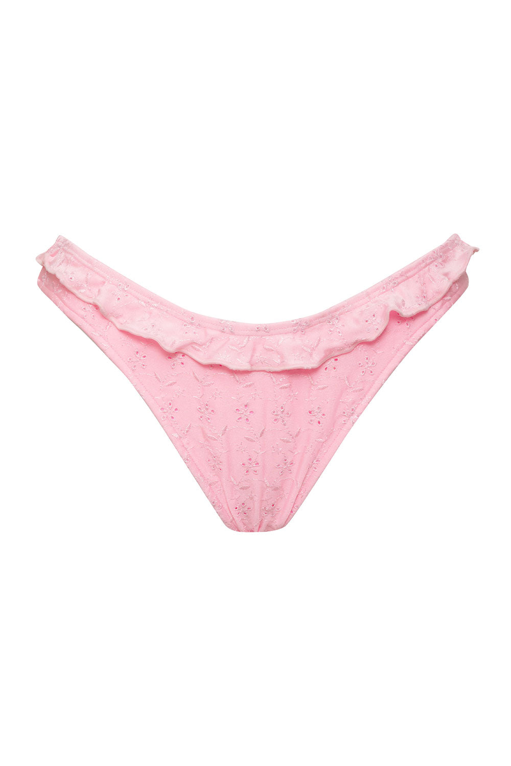 Lucia Eyelet Shine Bikini Bottom - Cherry Blossom