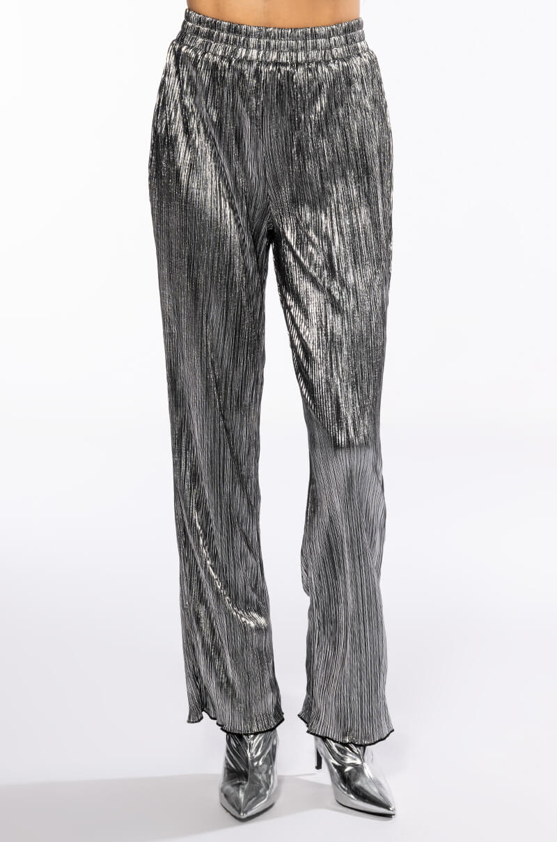 NOEL PLEATED METALLIC PALAZZO PANT