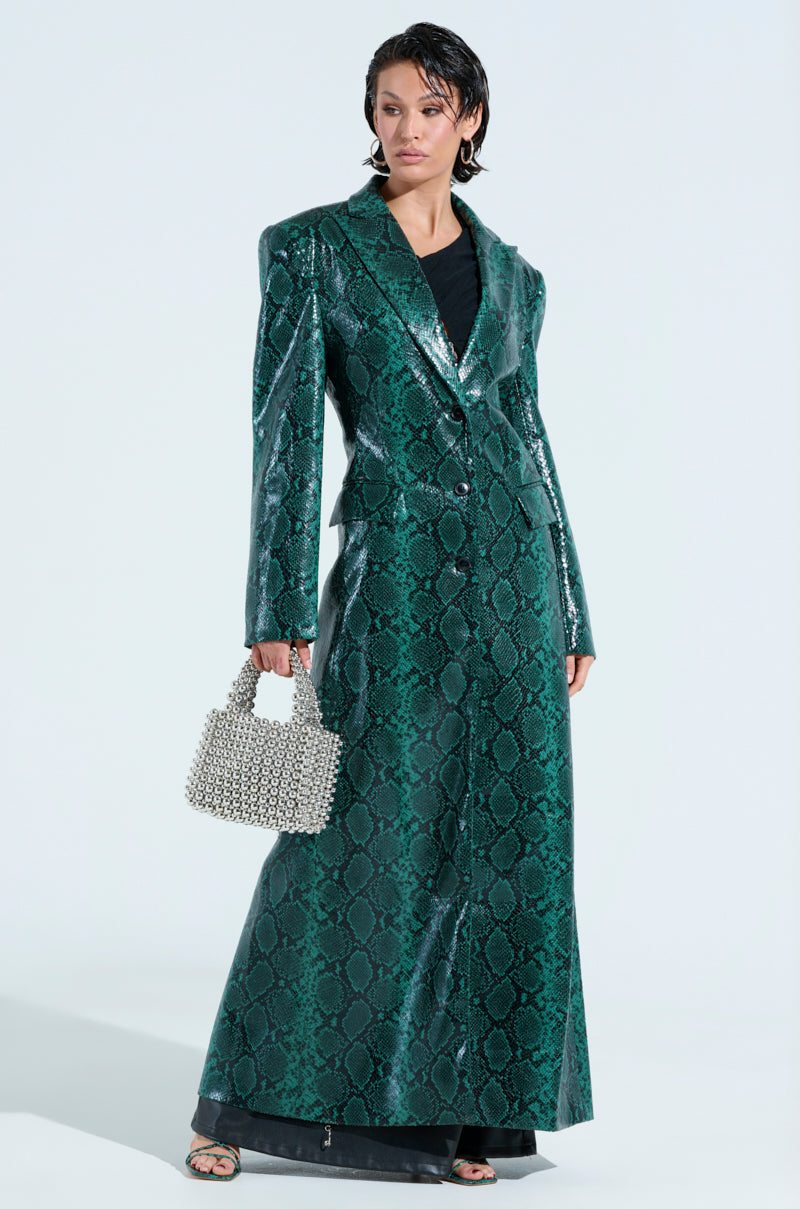 INCOGNITO SNAKE PRINT TRENCH IN GREEN