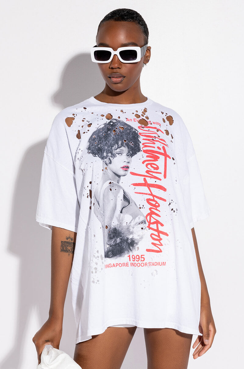 WHITNEY HOUSTON GRAPHIC T SHIRT DRESS