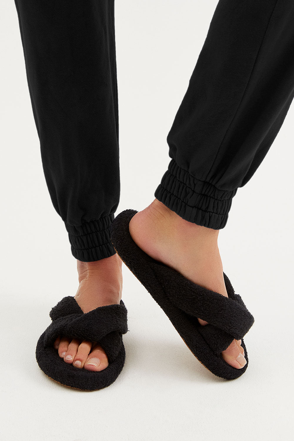 Juna Terry Slide Sandal - Black