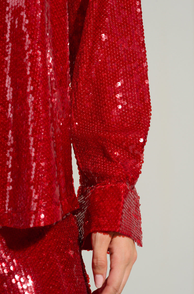 LOVER ZONE SEQUIN SHIRT IN RED