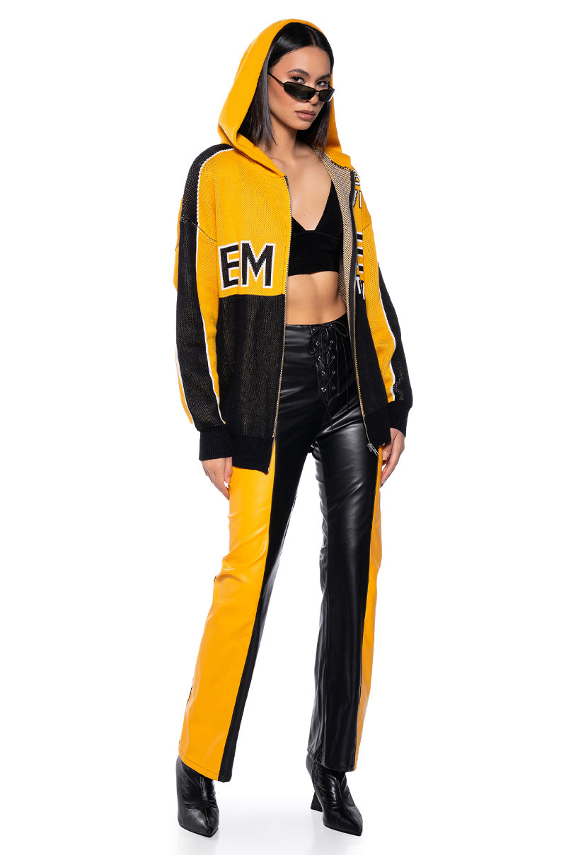 FEMME RACING KNIT ZIP UP SWEATSHIRT