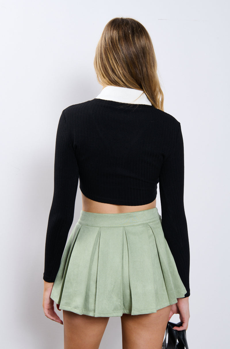 LIMITED EDITION RIB KNIT COLLARED SWEATER