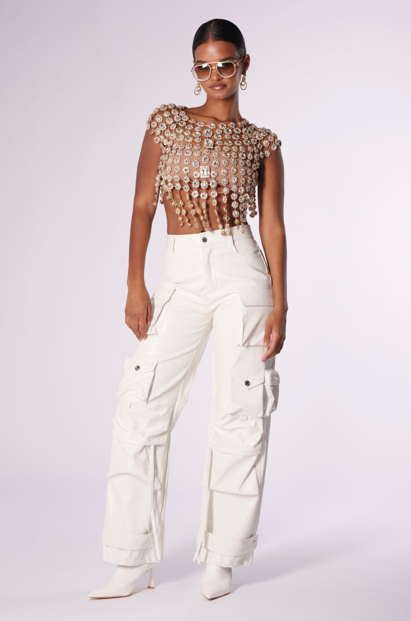 BEJEWELED GOLD SLEEVELESS TOP