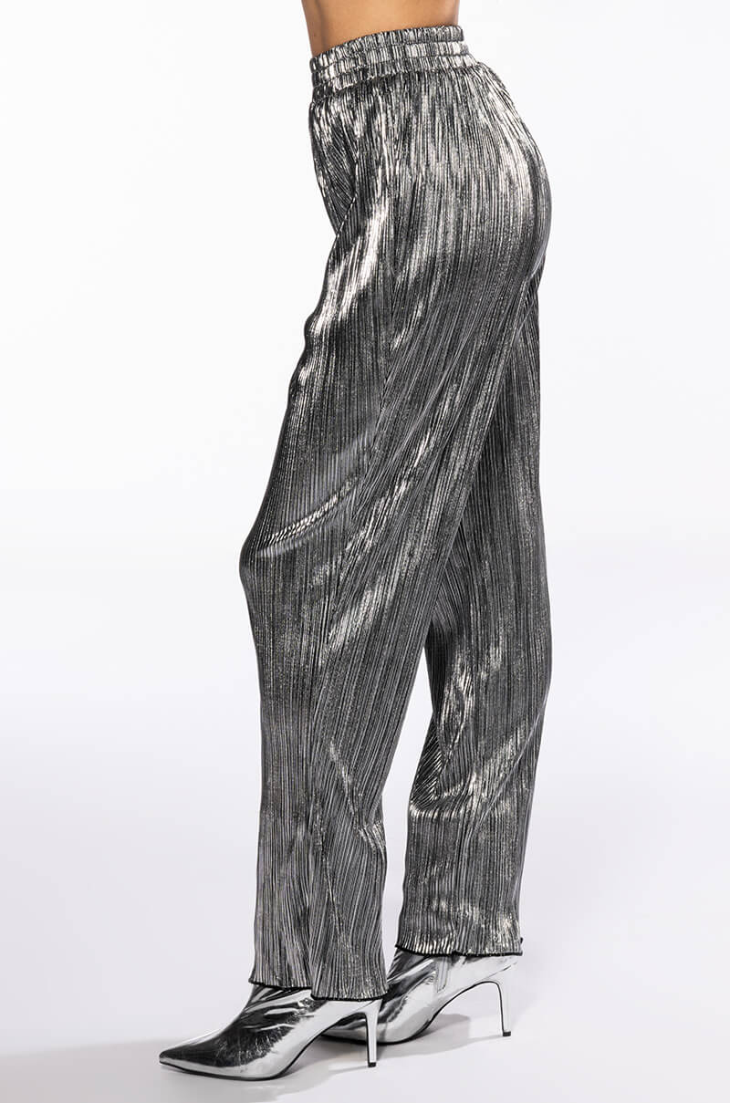 NOEL PLEATED METALLIC PALAZZO PANT