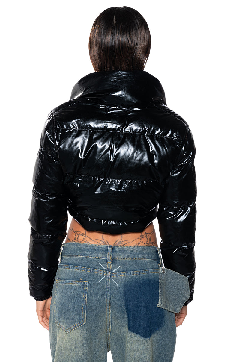 CROP PVC PUFFER COAT