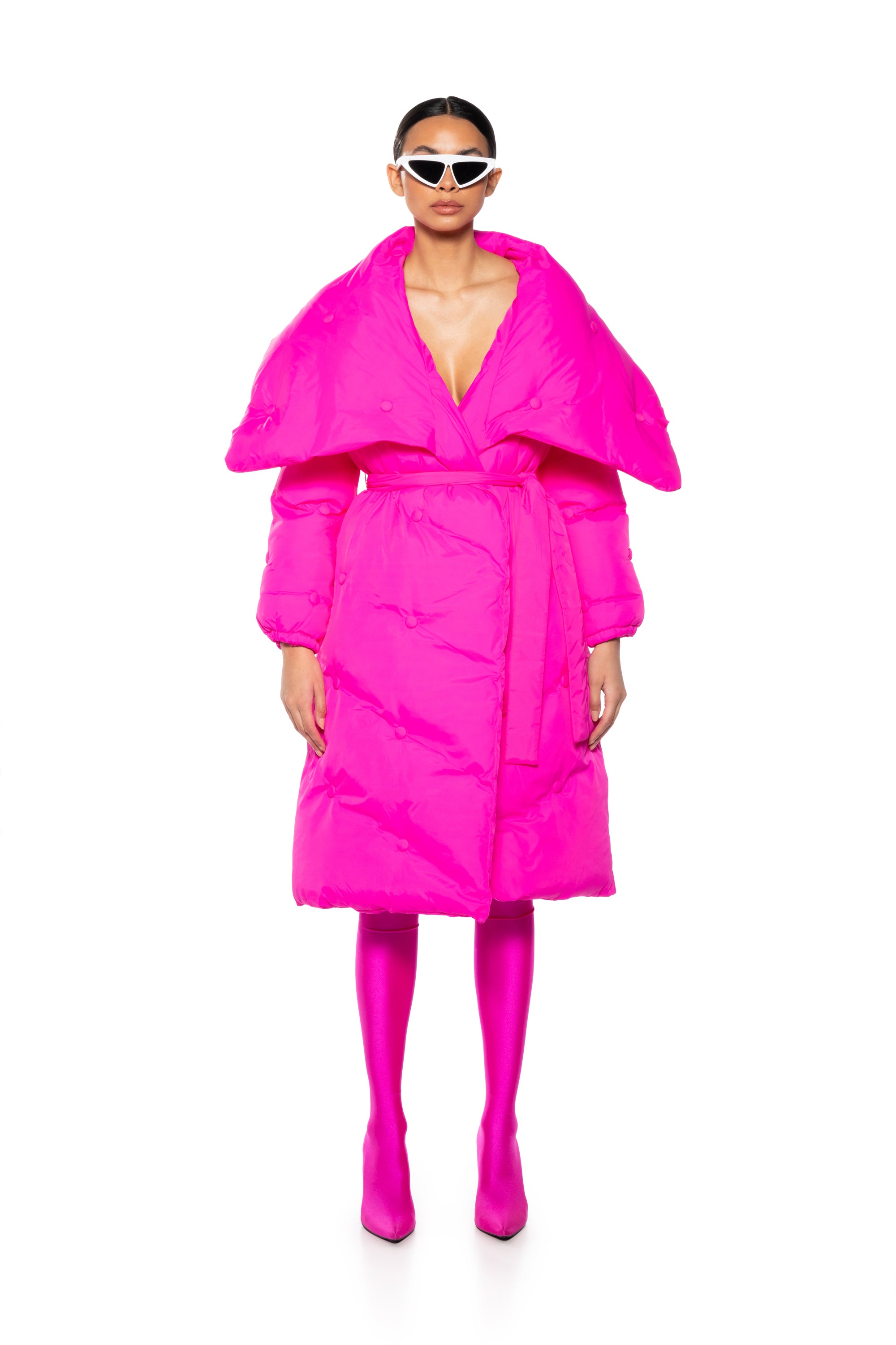 CAMPING TUFFED PUFFER COAT IN PINK