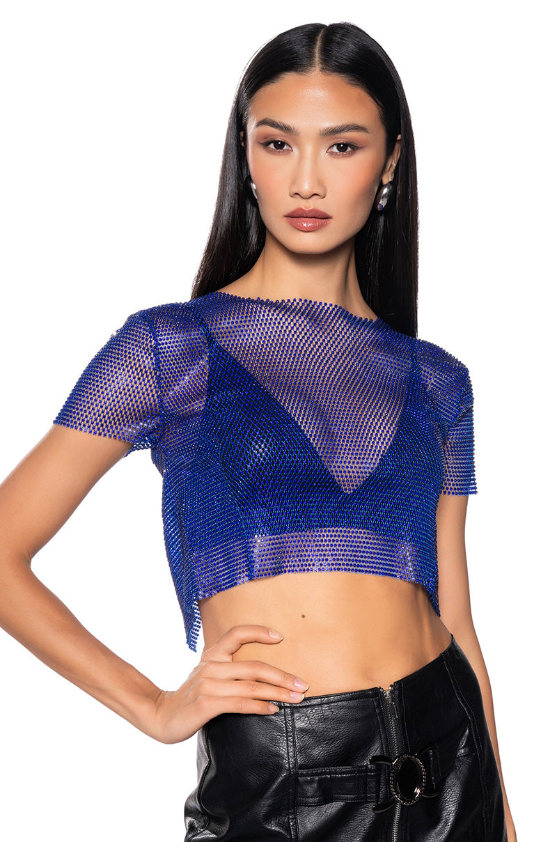 SILENT MOVES OPEN BACK RHINESTONE TOP