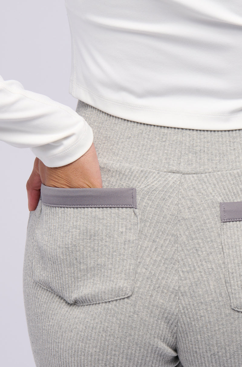 ELEMENT HEATHER GREY ZIP FRONT KNIT PANT