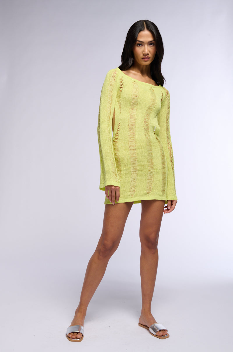 NOTHING PHASES ME KNIT MINI DRESS IN GREEN