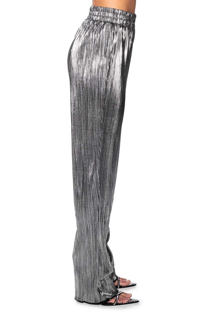 NOEL PLEATED METALLIC PALAZZO PANT