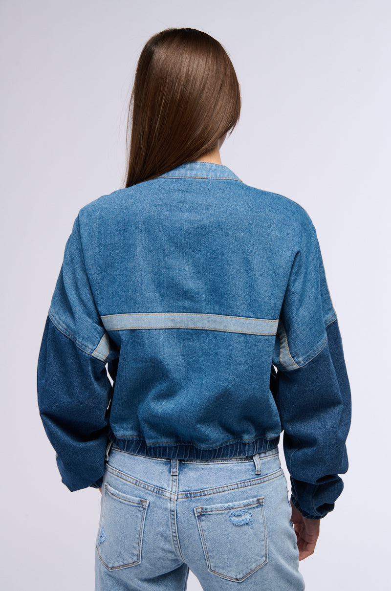 AUBREY DENIM PULL OVER SWEATSHIRT